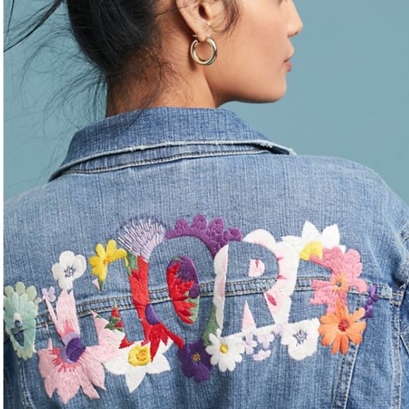Anthropologie | Jackets & Coats | Anthro Pilcro Amore Embroidered Denim ...